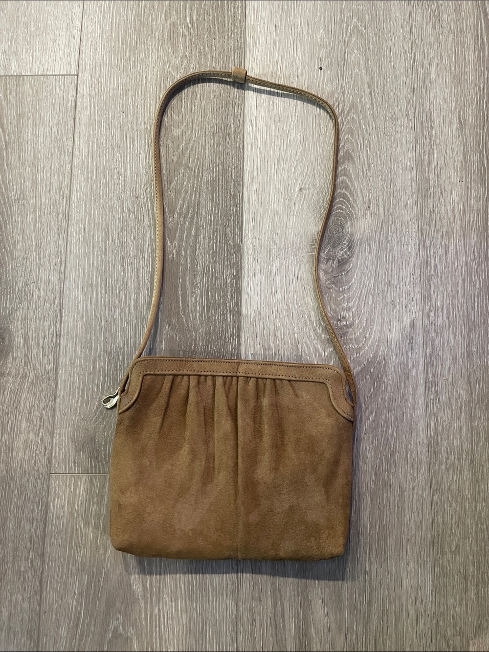 Vintage Classic Suede Crossbody Shoulder Bag in Brown